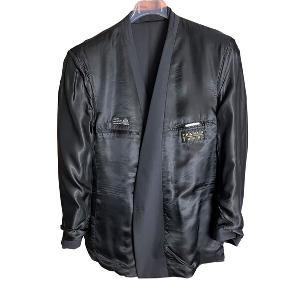 Franco Tassi Wool Double Breasted Navy Blue Pinstripe Jacket 35R Career Flawed - Picture 8 of 12